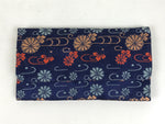 Japanese Prayer Beads Silk Fabric Bag Vtg Juzu-Bukuro Chrysanthemum Blue BA620