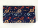 Japanese Prayer Beads Silk Fabric Bag Vtg Juzu-Bukuro Chrysanthemum Blue BA620