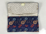 Japanese Prayer Beads Silk Fabric Bag Vtg Juzu-Bukuro Chrysanthemum Blue BA620