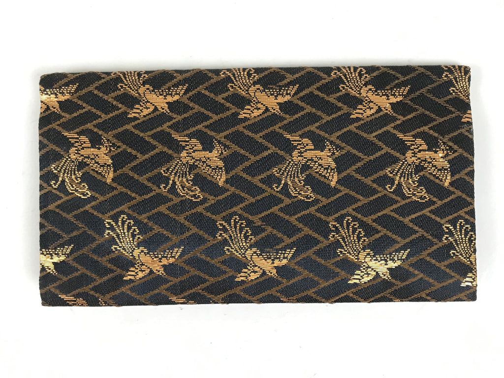 Japanese Prayer Beads Silk Fabric Bag Vtg Juzu-Bukuro Ho-oh Bird Blue BA621