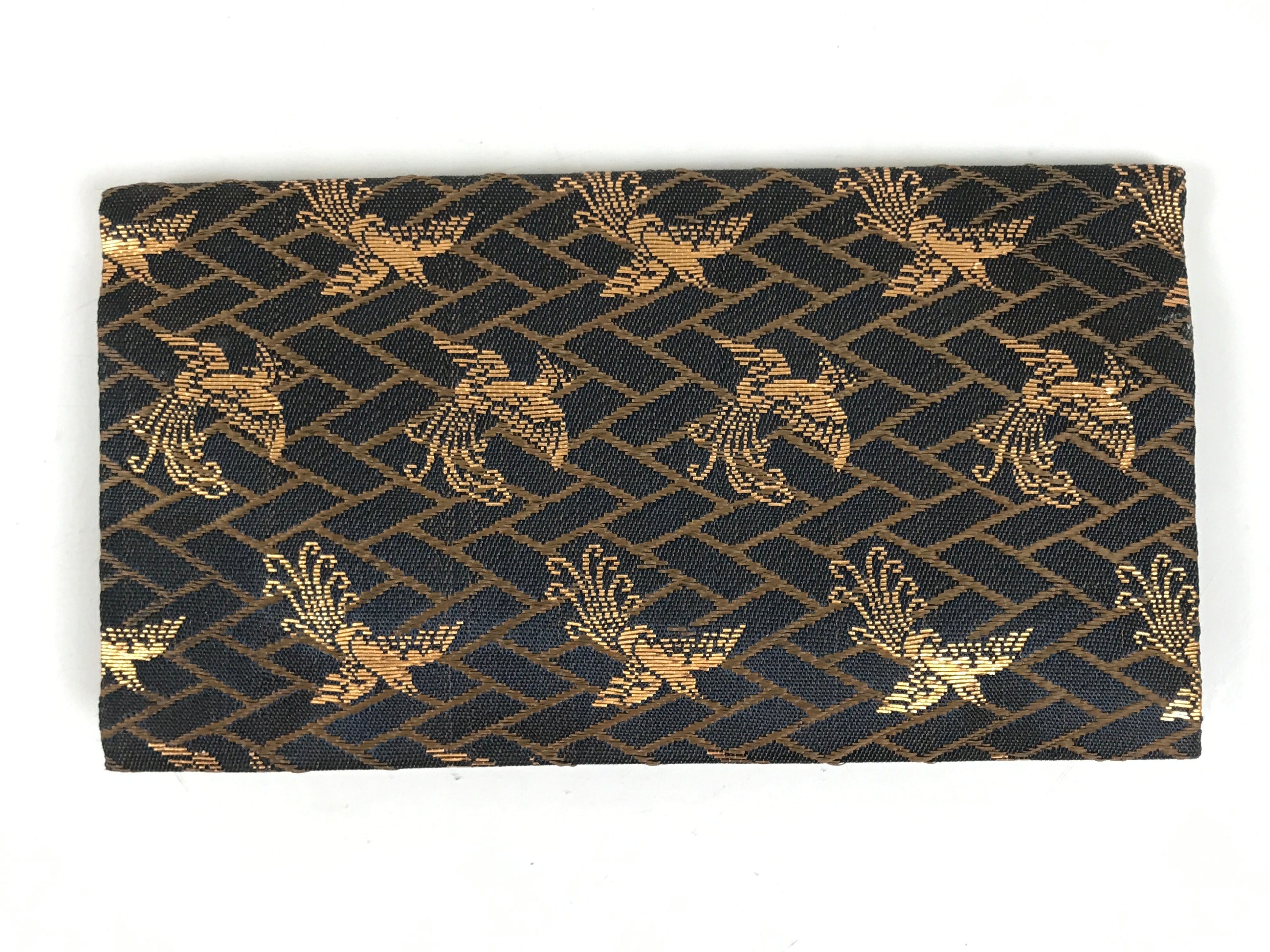 Japanese Prayer Beads Silk Fabric Bag Vtg Juzu-Bukuro Ho-oh Bird Blue BA621