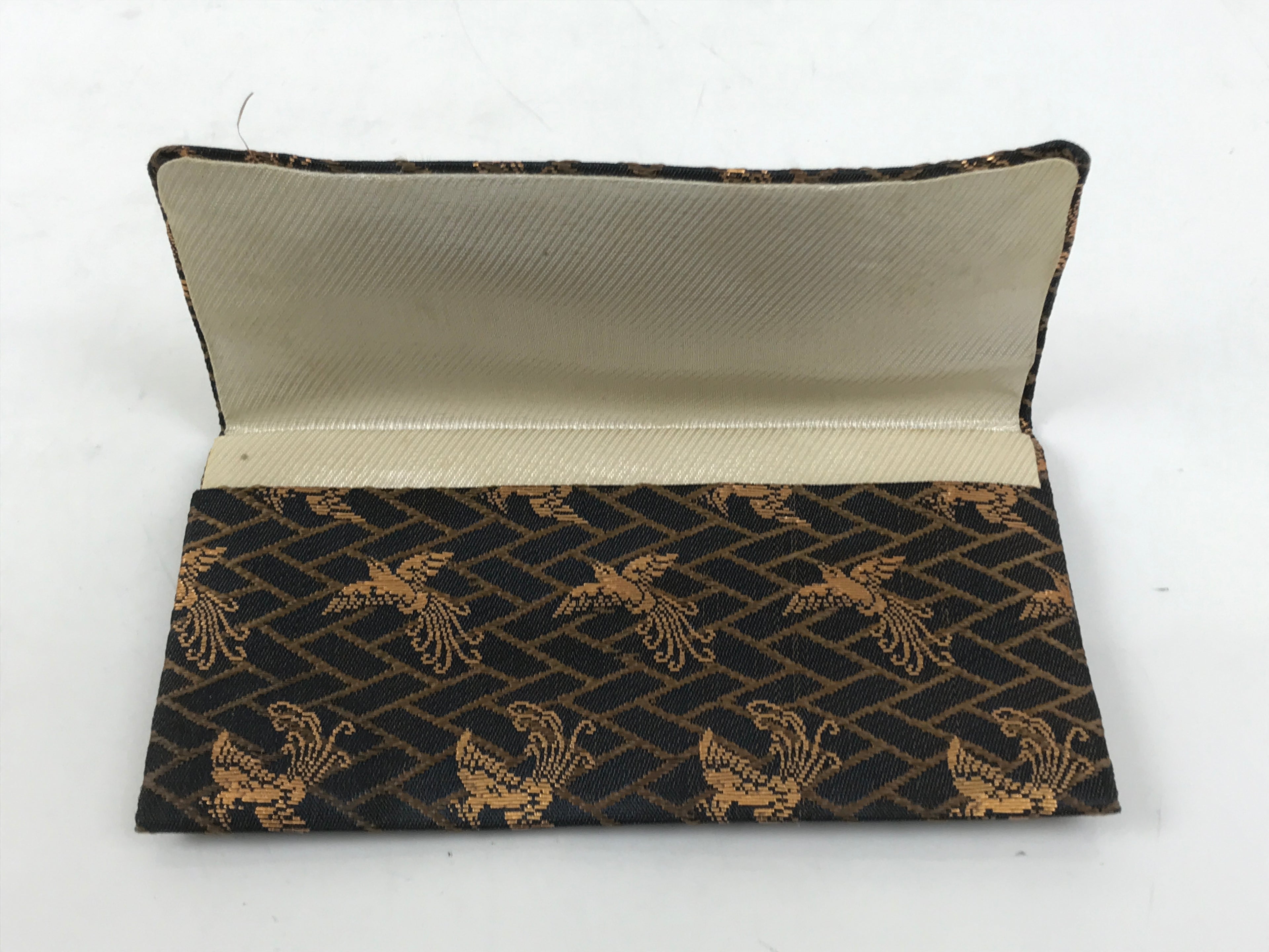 Japanese Prayer Beads Silk Fabric Bag Vtg Juzu-Bukuro Ho-oh Bird Blue BA621