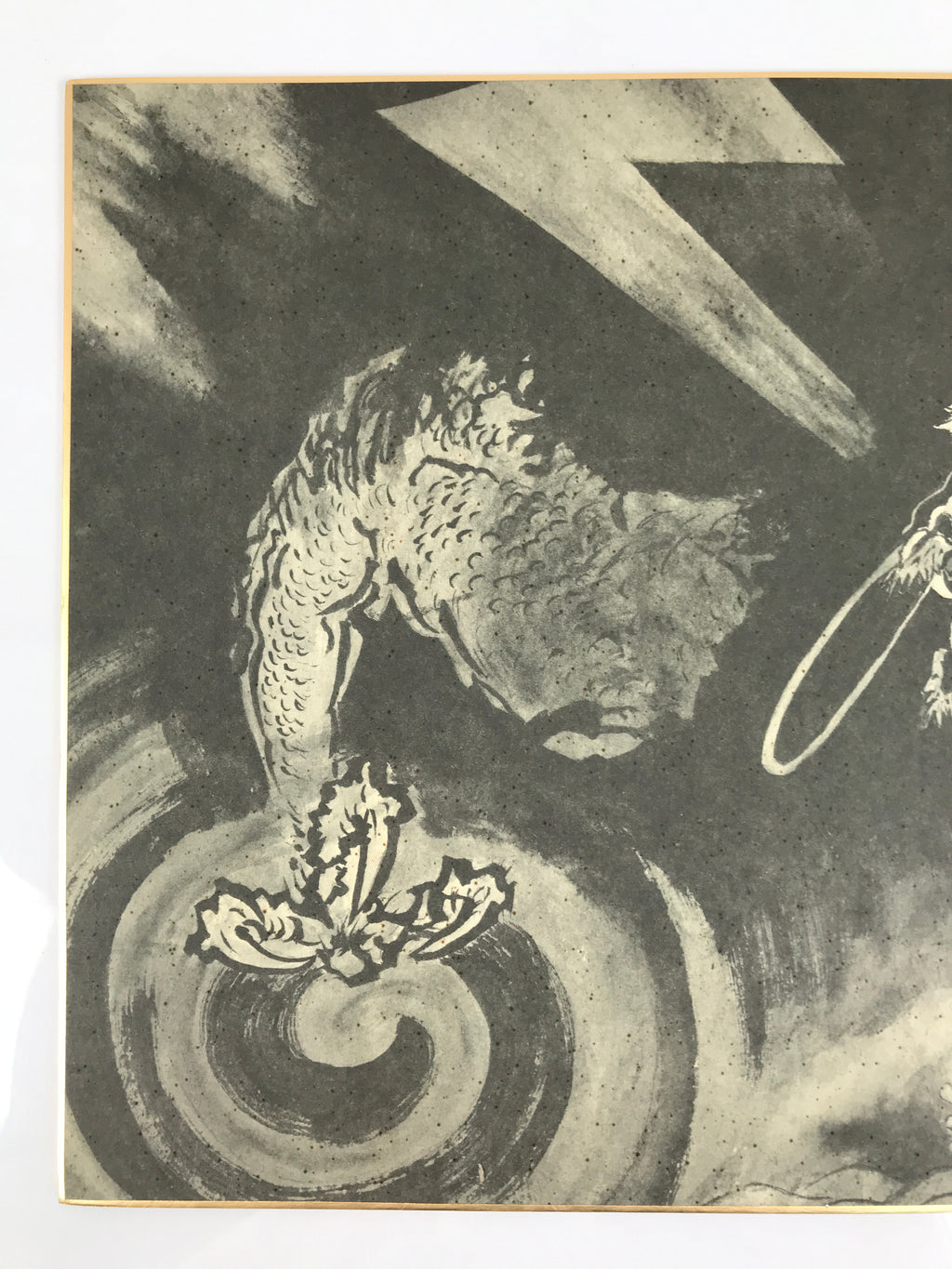 Japanese Printed Art Reproduction Vtg Dragon Black White Big Shikishi FL493