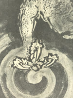 Japanese Printed Art Reproduction Vtg Dragon Black White Big Shikishi FL493