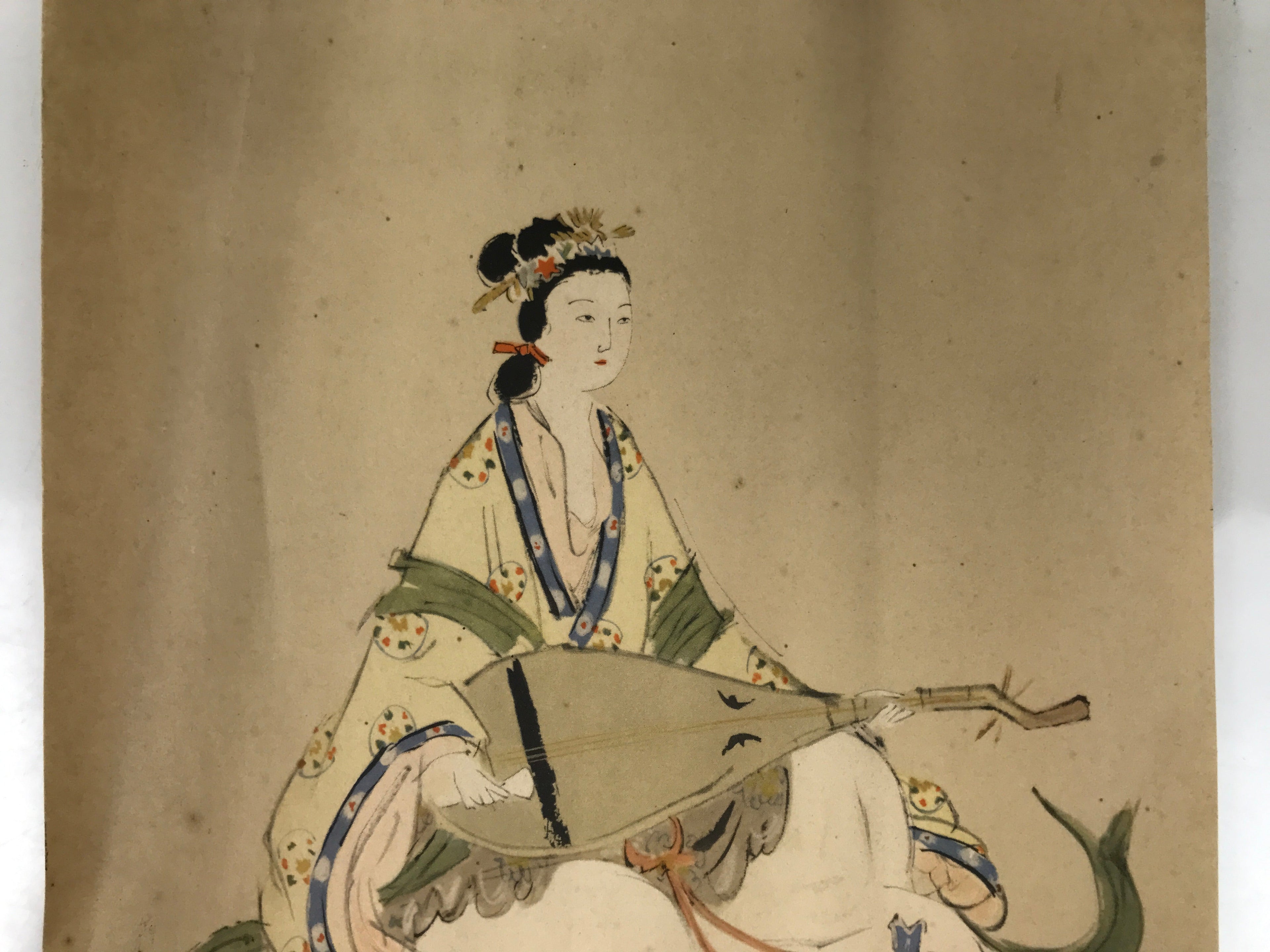Japanese Printed Reproduction Benzaiten Seven Lucky Gods Vtg Paper Square FL373