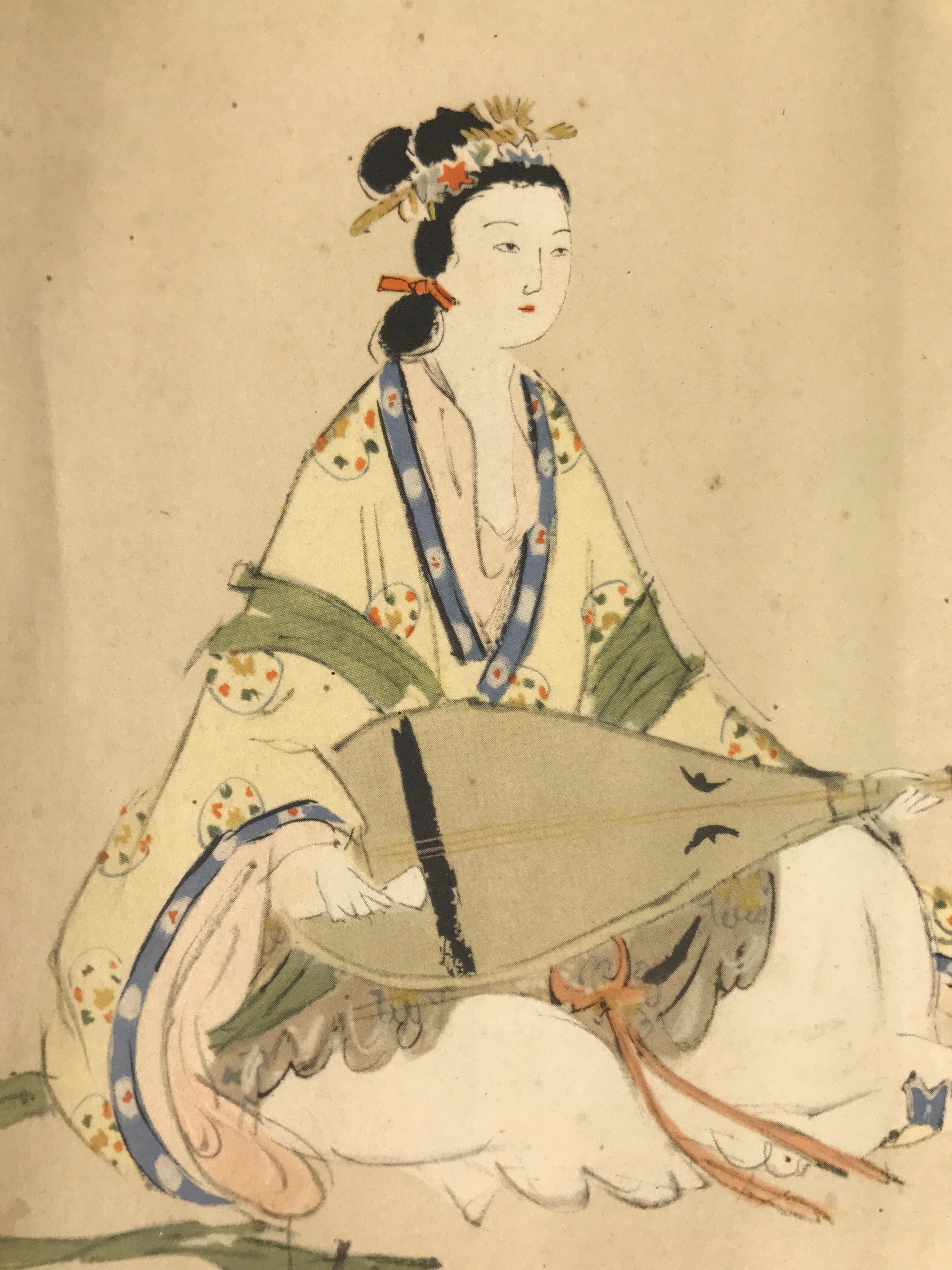 Japanese Printed Reproduction Benzaiten Seven Lucky Gods Vtg Paper Square FL373