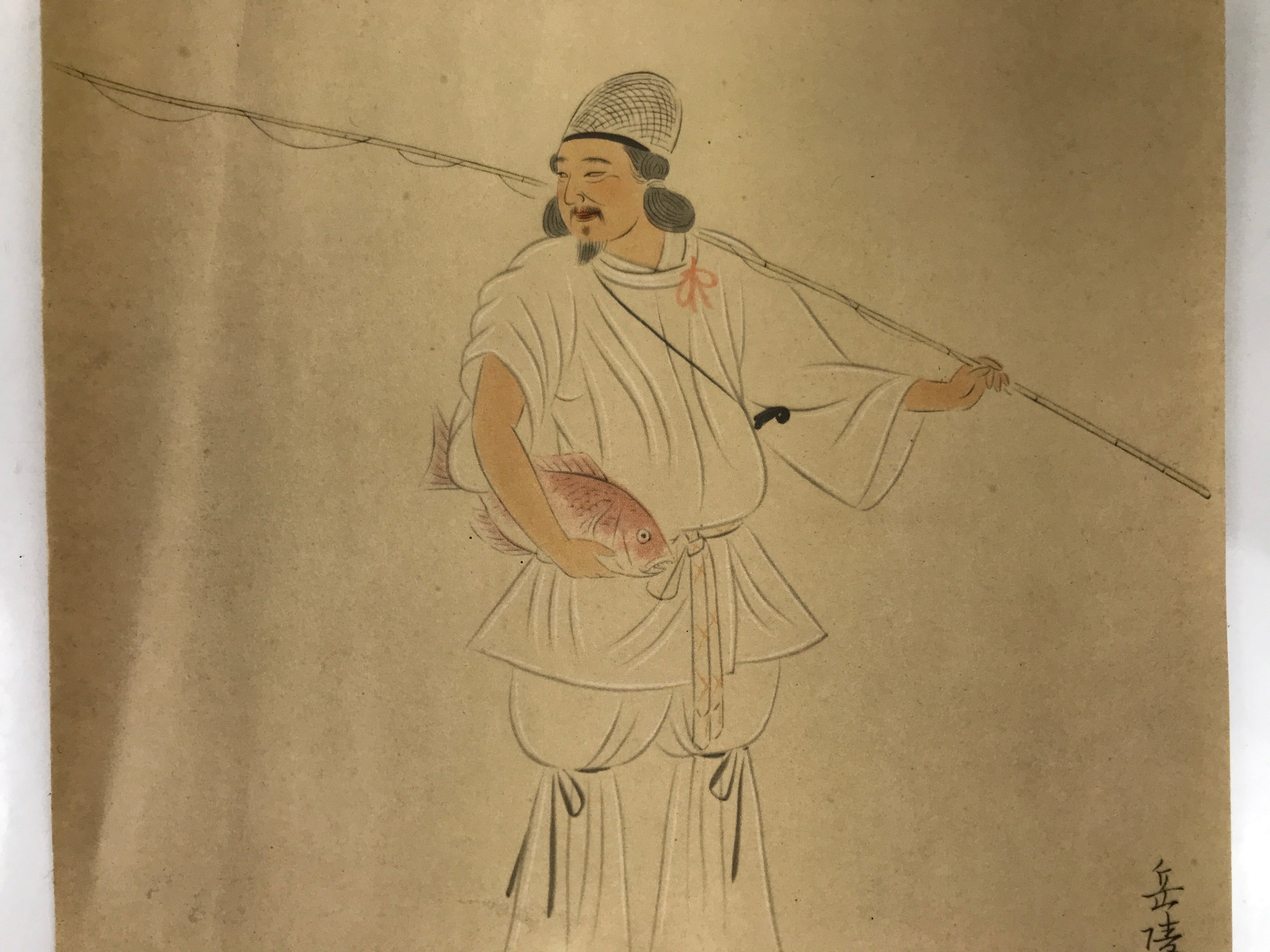Japanese Printed Reproduction Ebisu Seven Lucky Gods Vtg Paper Square FL374