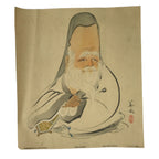 Japanese Printed Reproduction Jurojin Seven Lucky Gods Vtg Paper Square FL376