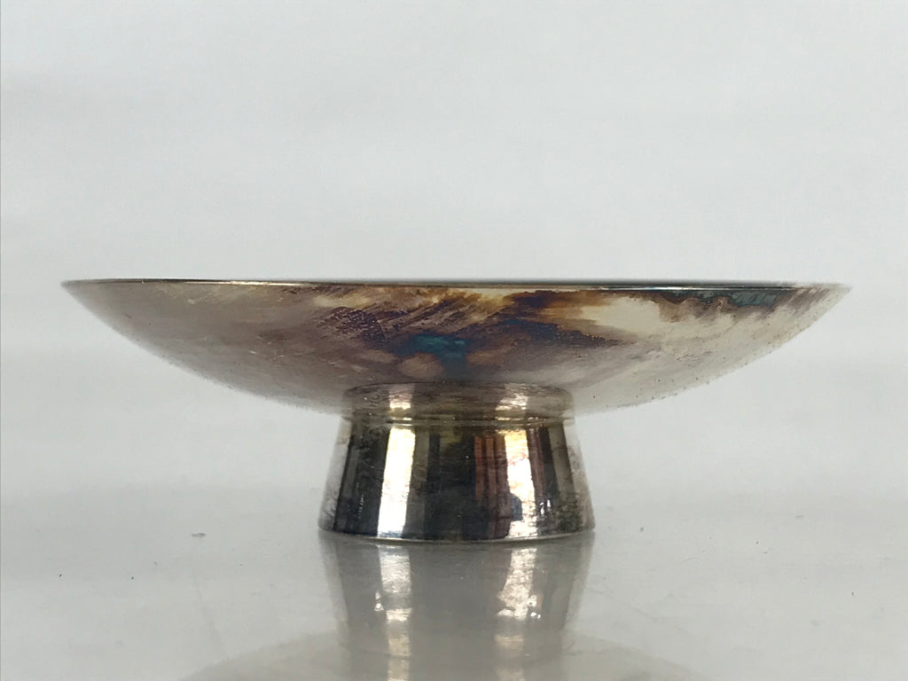 Japanese Pure Silver Sake Cup Sakazuki Guinomi Vtg Wooden Box Display