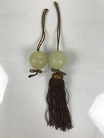 Japanese Quartz Stone Hanging Scroll Weights Fuchin Kakejiku Brown Tassel FC372