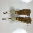 Japanese Quartz Stone Hanging Scroll Weights Fuchin Kakejiku Gold Tassel FC368