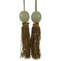 Japanese Quartz Stone Hanging Scroll Weights Fuchin Kakejiku Gold Tassel FC368