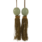 Japanese Quartz Stone Hanging Scroll Weights Fuchin Kakejiku Gold Tassel FC368