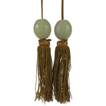 Japanese Quartz Stone Hanging Scroll Weights Fuchin Kakejiku Gold Tassel FC368