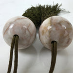 Japanese Quartz Stone Hanging Scroll Weights Fuchin Kakejiku Green Tassel FC356