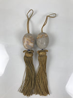 Japanese Quartzite Stone Hanging Scroll Weights Fuchin Kakejiku Tan Tassel FC367