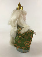 Japanese Renjishi Kabuki Lion Doll Vtg White Hair Mokume Komi Wood Silk ID542