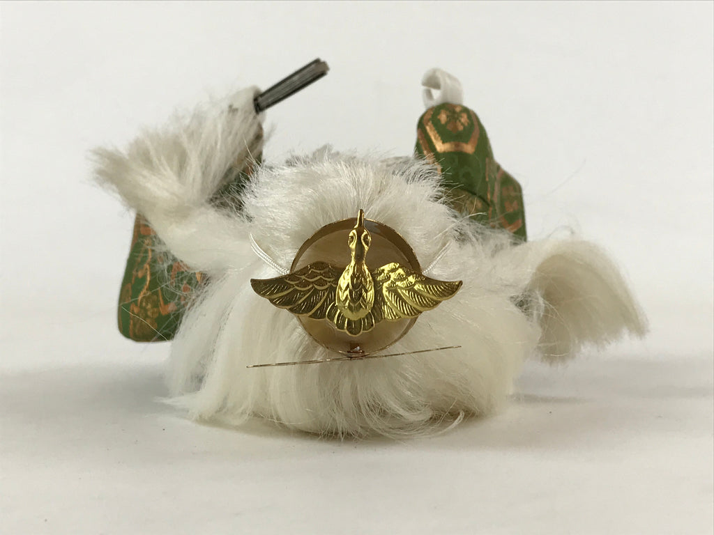 Japanese Renjishi Kabuki Lion Doll Vtg White Hair Mokume Komi Wood Silk ID542