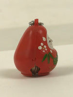 Japanese Resin Hime Daruma Doll Bell Keychain Vtg Metal Chain Amulet Red JK874