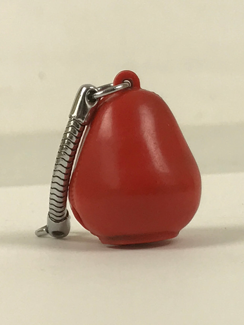 Japanese Resin Hime Daruma Doll Bell Keychain Vtg Metal Chain Amulet Red JK874