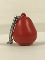 Japanese Resin Hime Daruma Doll Bell Keychain Vtg Metal Chain Amulet Red JK874