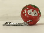 Japanese Resin Hime Daruma Doll Bell Keychain Vtg Metal Chain Amulet Red JK874