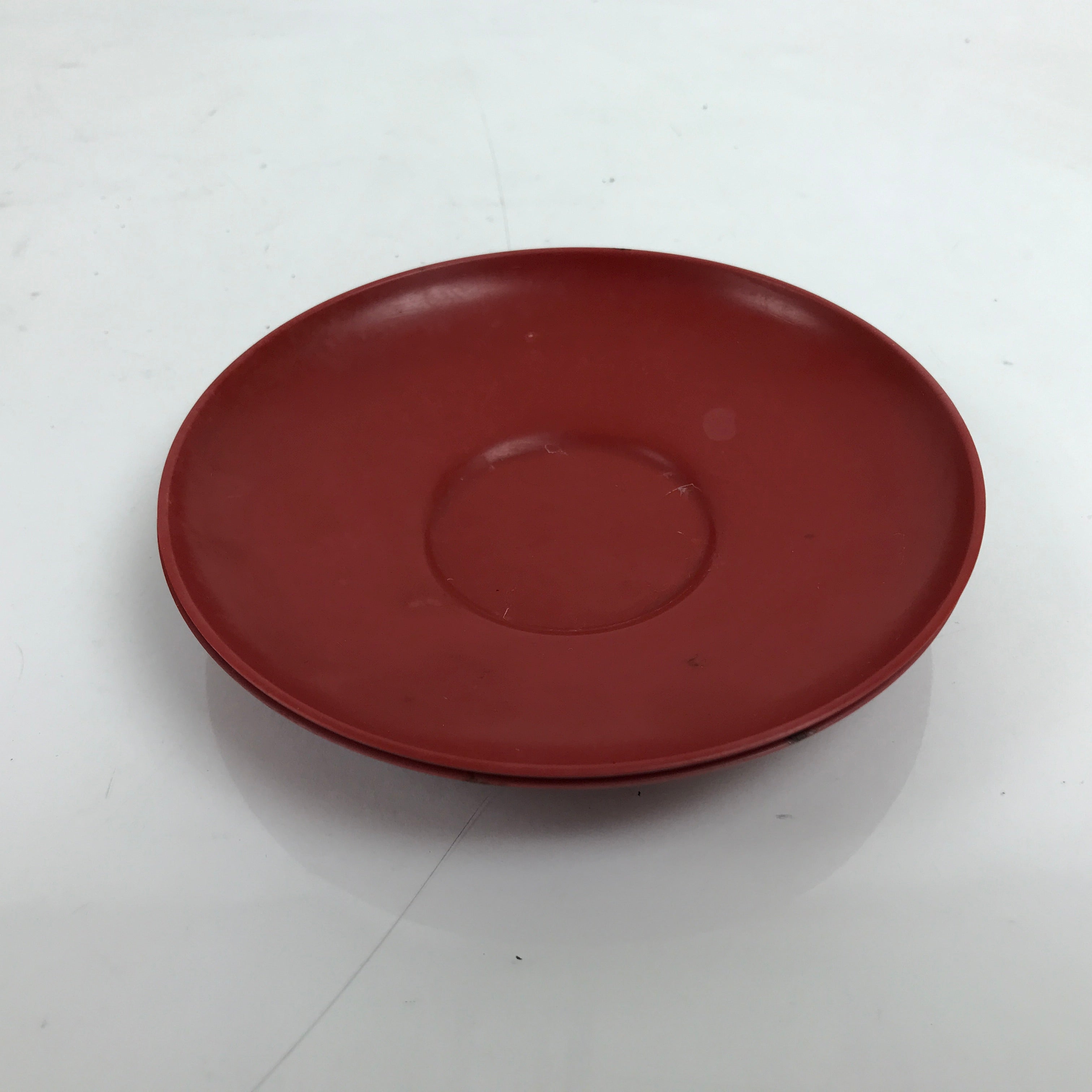 Japanese Resin Lacquer Replica Drink Saucer Vtg Chataku Coaster 2pc Red L333