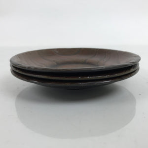 Japanese Resin Lacquer Replica Drink Saucer Vtg Chataku Coaster 3pc Brown L338