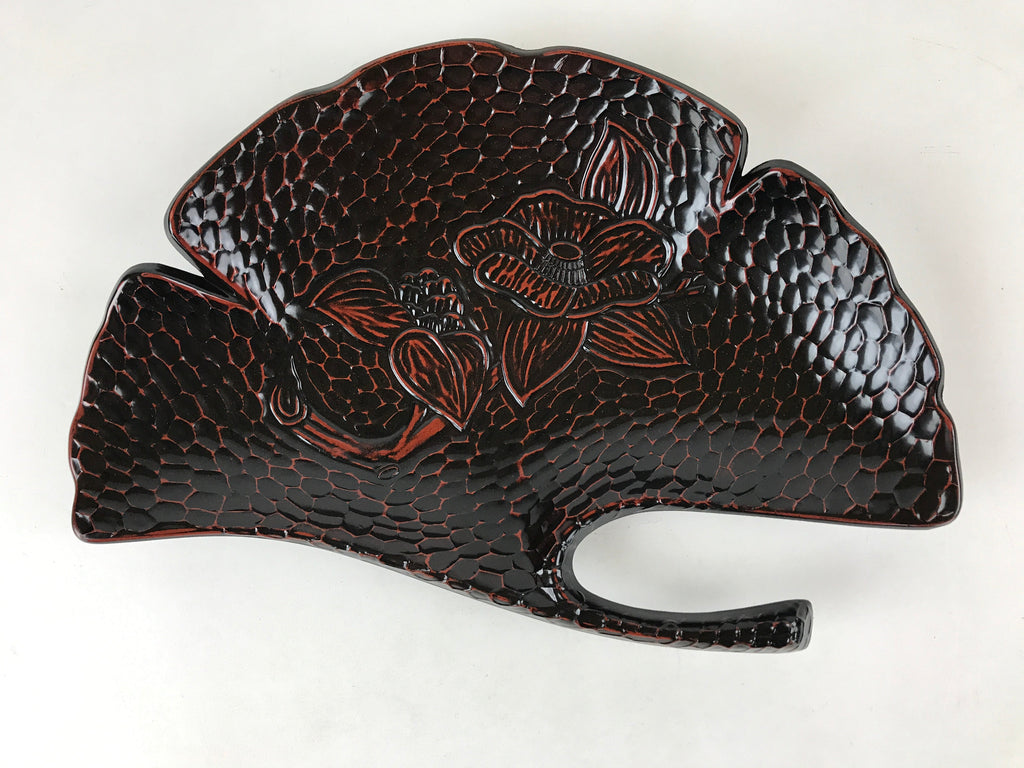 Japanese Resin Lacquer Replica Kashiki Snack Bowl Kamakurabori Ginkgo Leaf L81