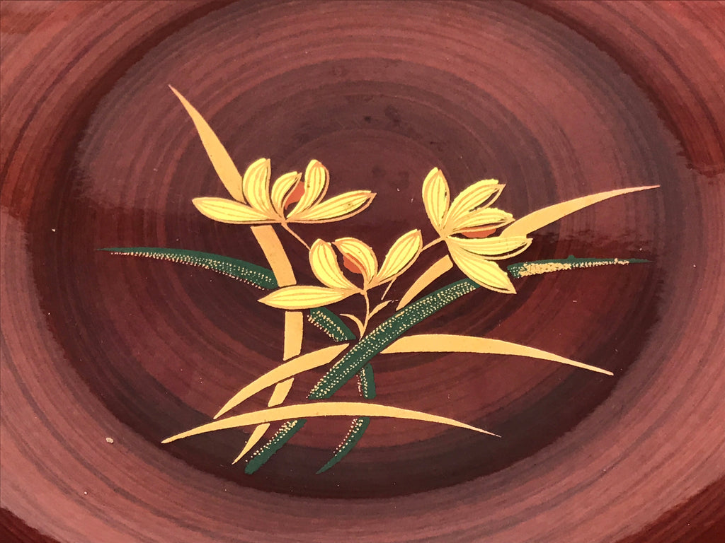 Japanese Resin Lacquer Replica Kashiki Snack Bowl Vtg Kashibachi Flowers L279