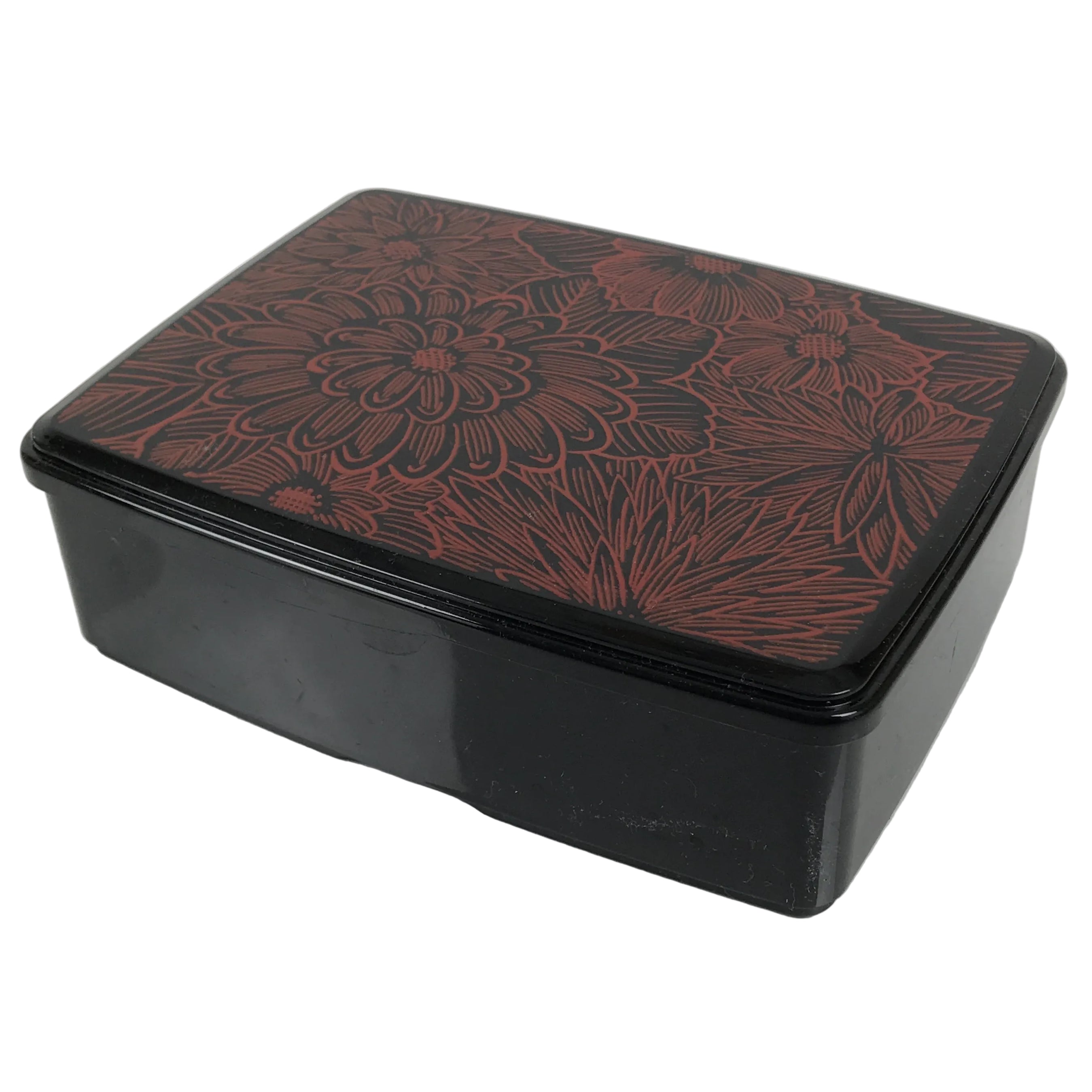Japanese Resin Lacquer Replica Lidded Bento Lunch Box Jubako Chrysanthemum L559