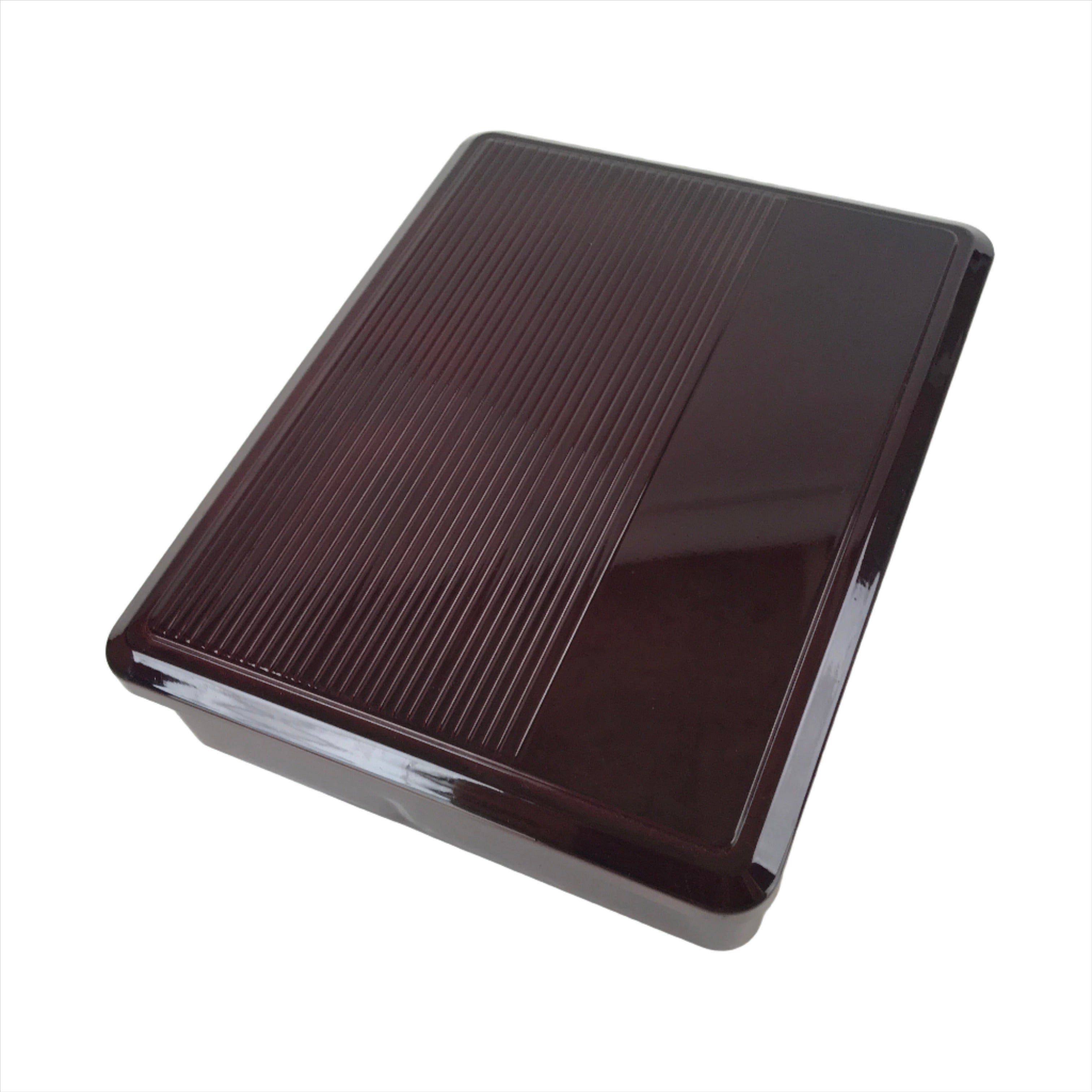 Japanese Resin Lacquer Replica Lidded Bento Lunch Box Vtg Compartment Brown L193