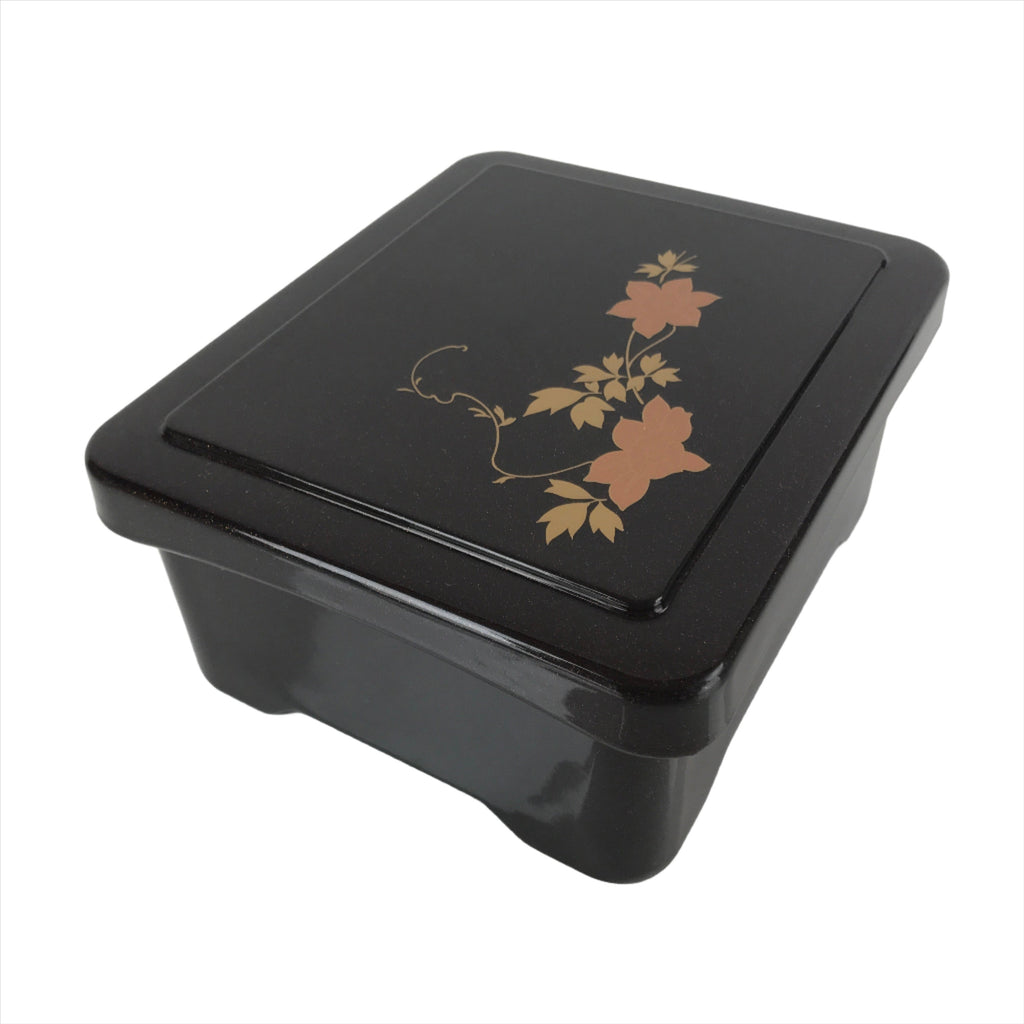 Japanese Resin Lacquer Replica Lidded Bento Lunch Box Vtg Makie Flowers L207