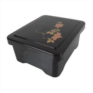 Japanese Resin Lacquer Replica Lidded Bento Lunch Box Vtg Makie Flowers L209