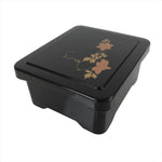 Japanese Resin Lacquer Replica Lidded Bento Lunch Box Vtg Makie Flowers L210