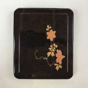 Japanese Resin Lacquer Replica Lidded Bento Lunch Box Vtg Makie Flowers L211