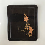 Japanese Resin Lacquer Replica Lidded Bento Lunch Box Vtg Makie Flowers L217