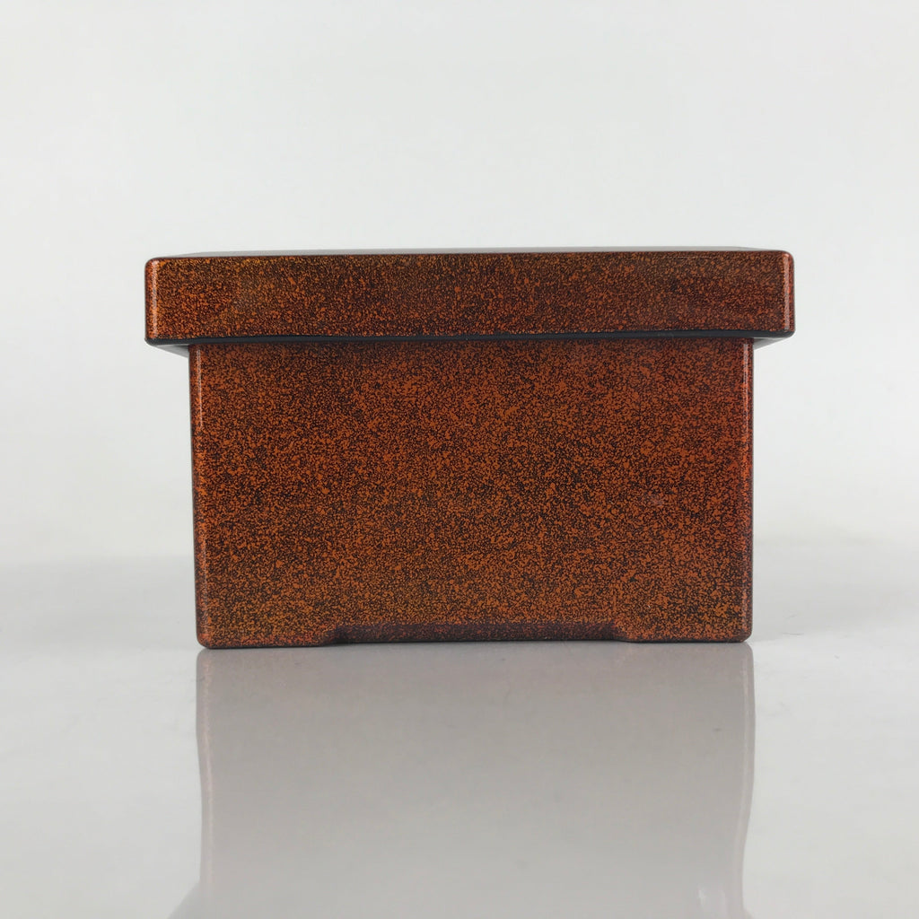 Japanese Resin Lacquer Replica Lidded Bento Lunch Box Vtg Nashiji Orange L196
