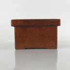 Japanese Resin Lacquer Replica Lidded Bento Lunch Box Vtg Nashiji Orange L196