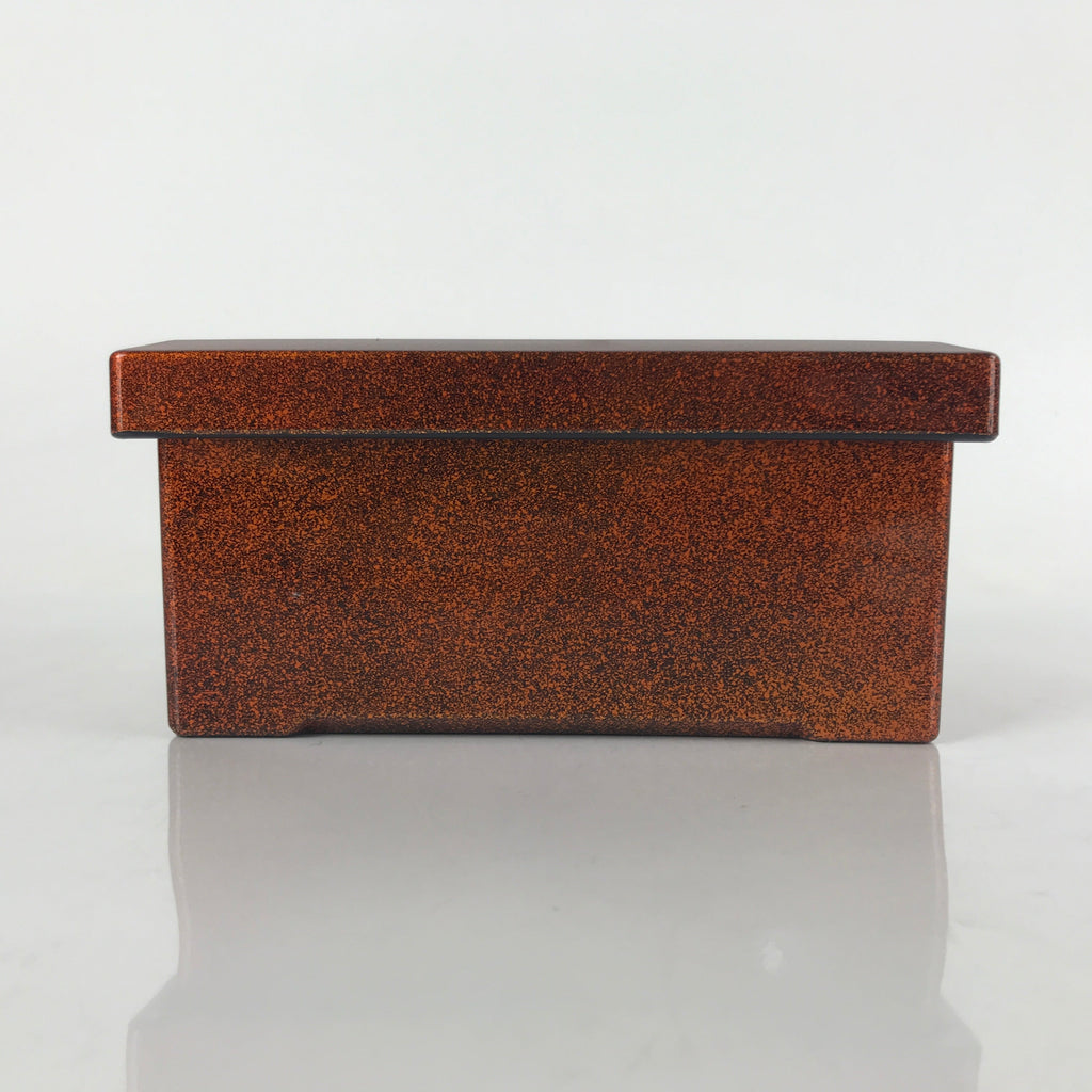 Japanese Resin Lacquer Replica Lidded Bento Lunch Box Vtg Nashiji Orange L196