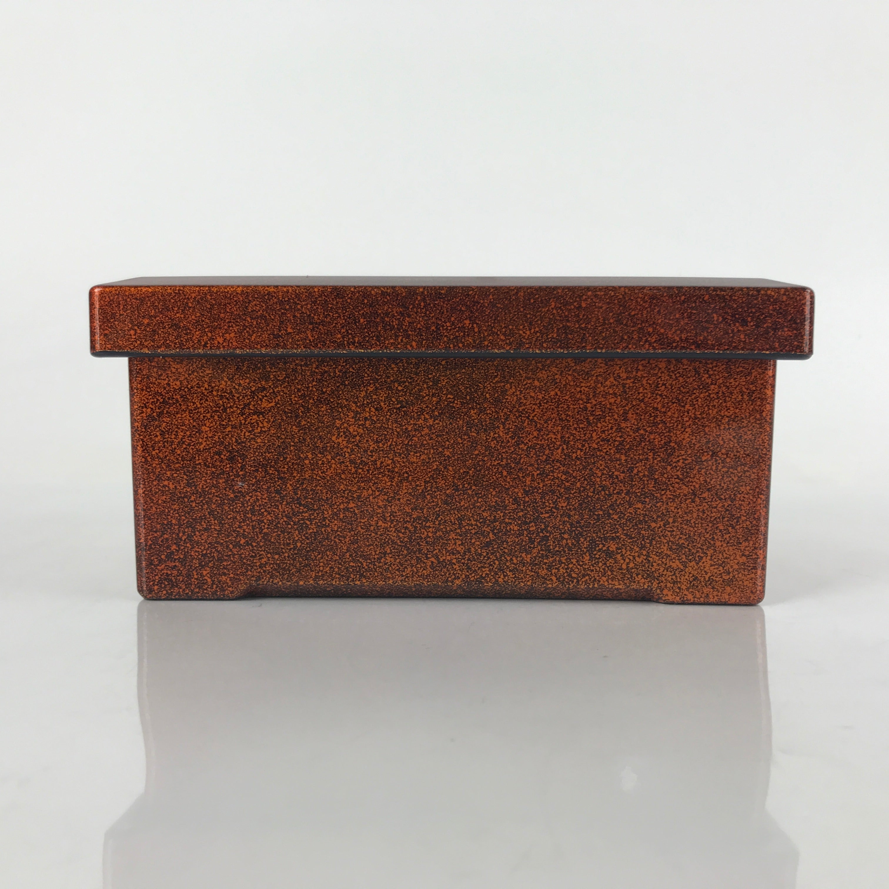 Japanese Resin Lacquer Replica Lidded Bento Lunch Box Vtg Nashiji Orange L196