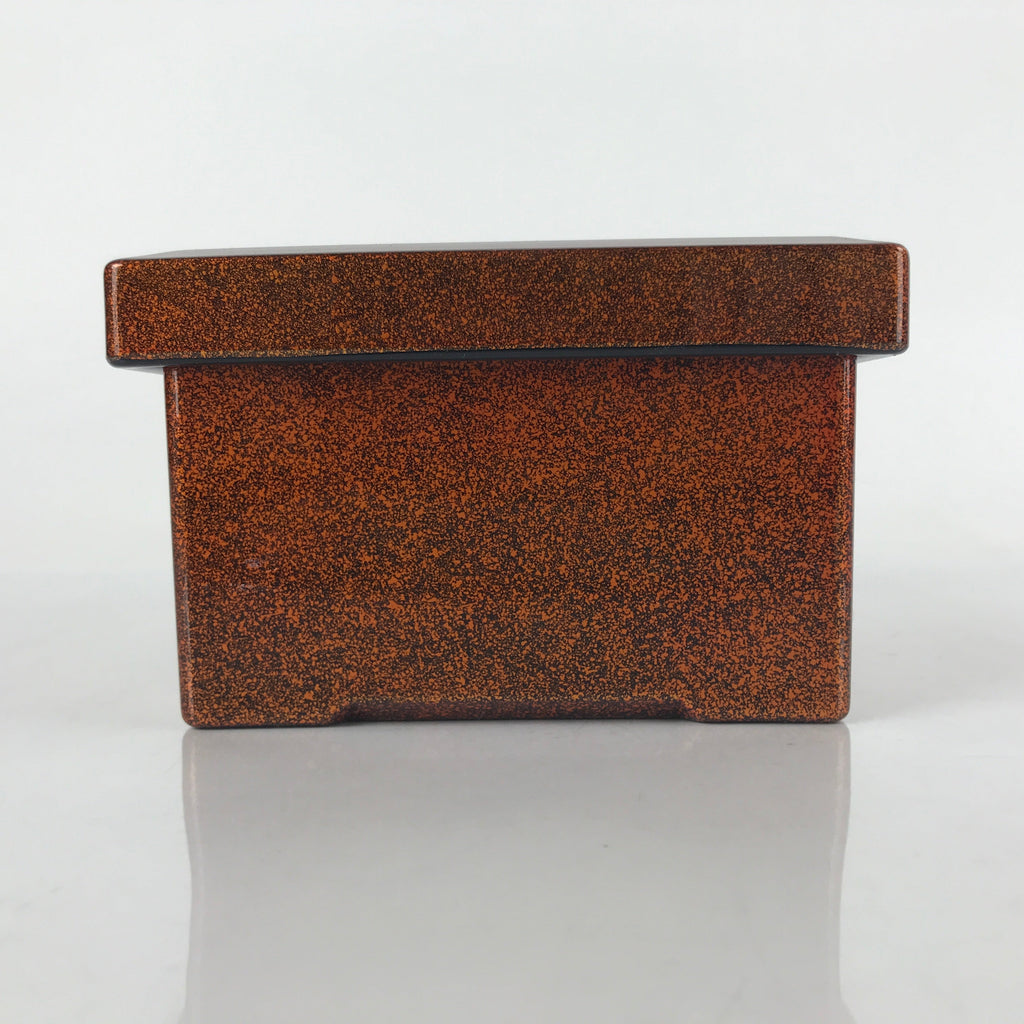 Japanese Resin Lacquer Replica Lidded Bento Lunch Box Vtg Nashiji Orange L196
