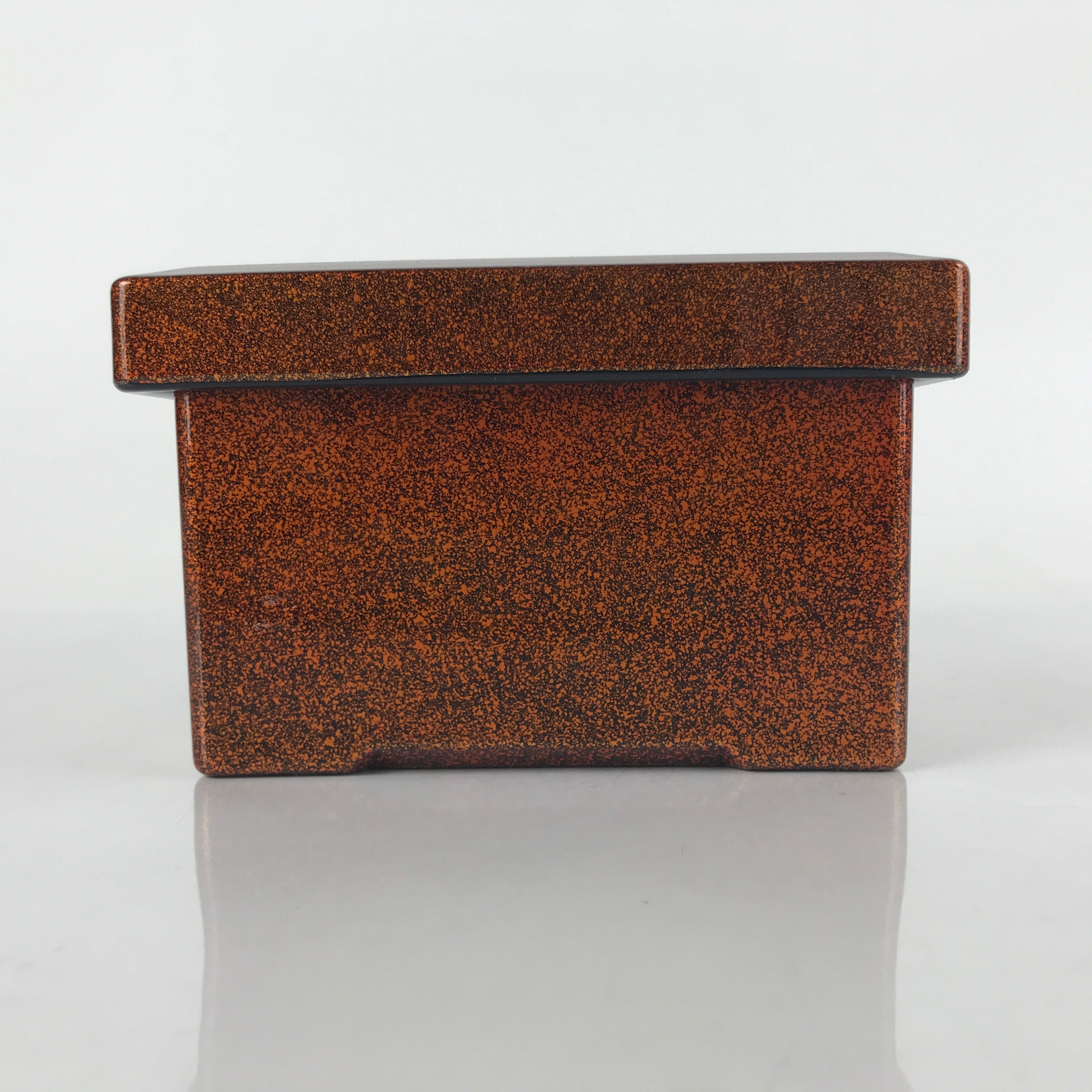 Japanese Resin Lacquer Replica Lidded Bento Lunch Box Vtg Nashiji Orange L196