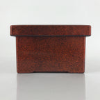 Japanese Resin Lacquer Replica Lidded Bento Lunch Box Vtg Nashiji Orange L197