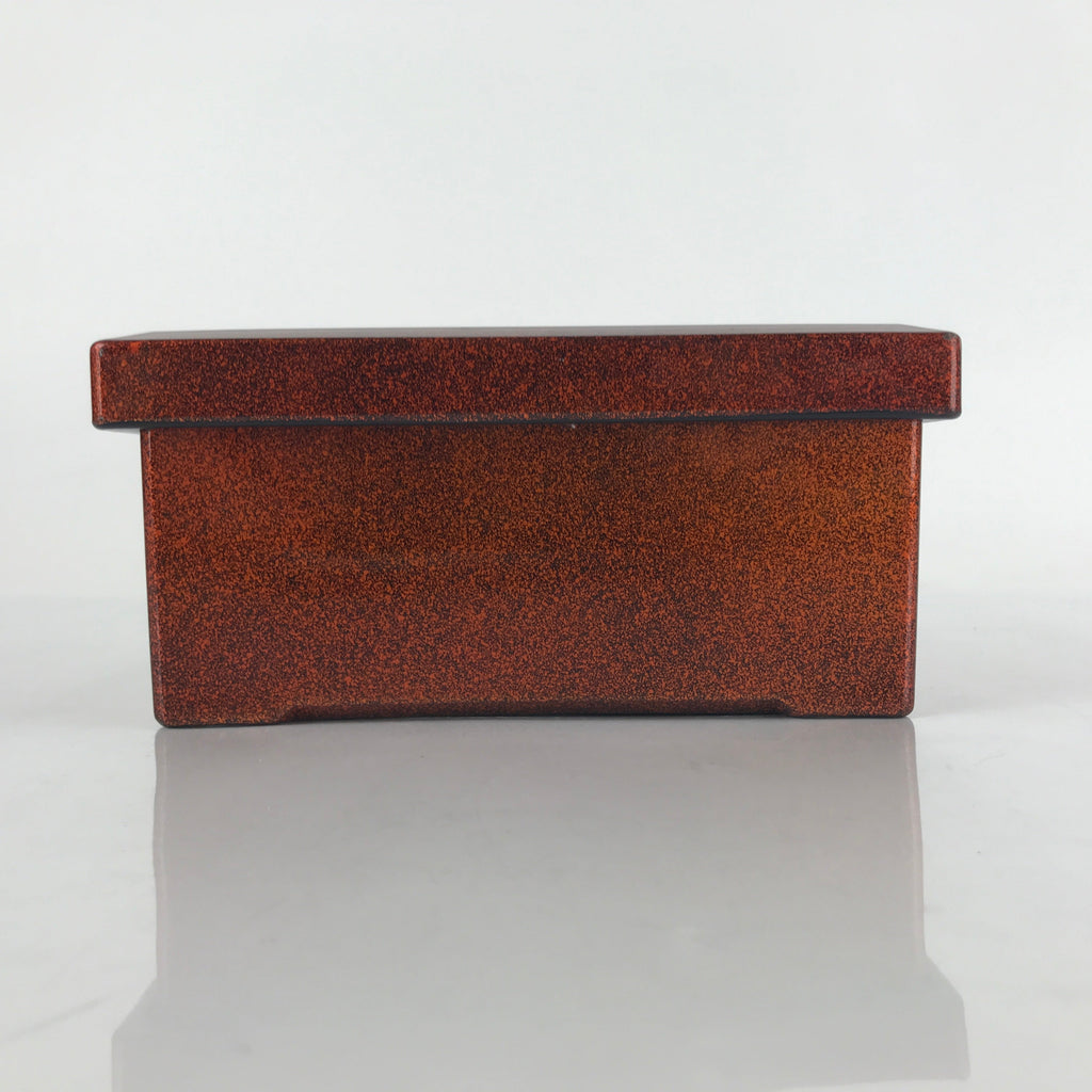 Japanese Resin Lacquer Replica Lidded Bento Lunch Box Vtg Nashiji Orange L197