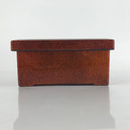 Japanese Resin Lacquer Replica Lidded Bento Lunch Box Vtg Nashiji Orange L197