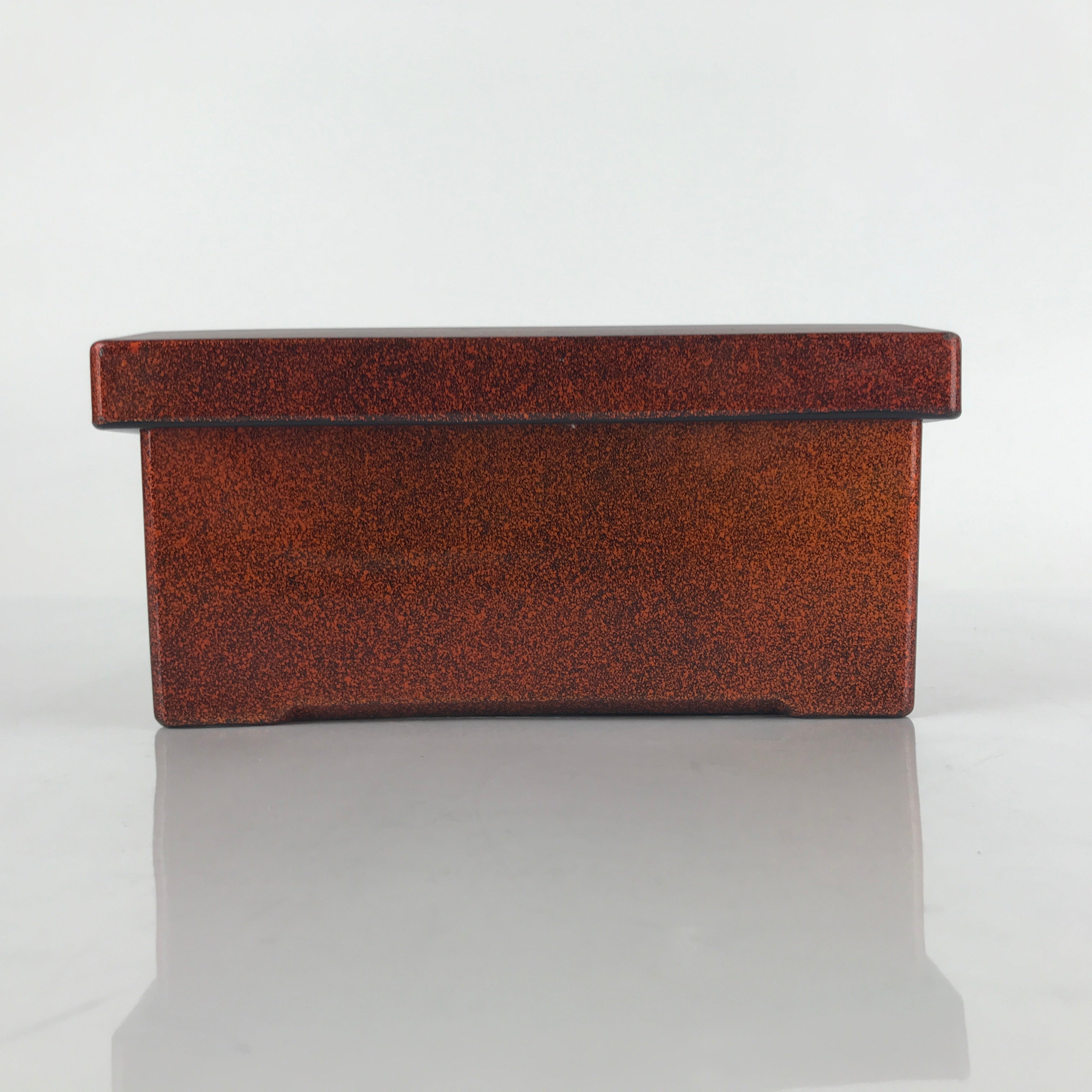 Japanese Resin Lacquer Replica Lidded Bento Lunch Box Vtg Nashiji Orange L197