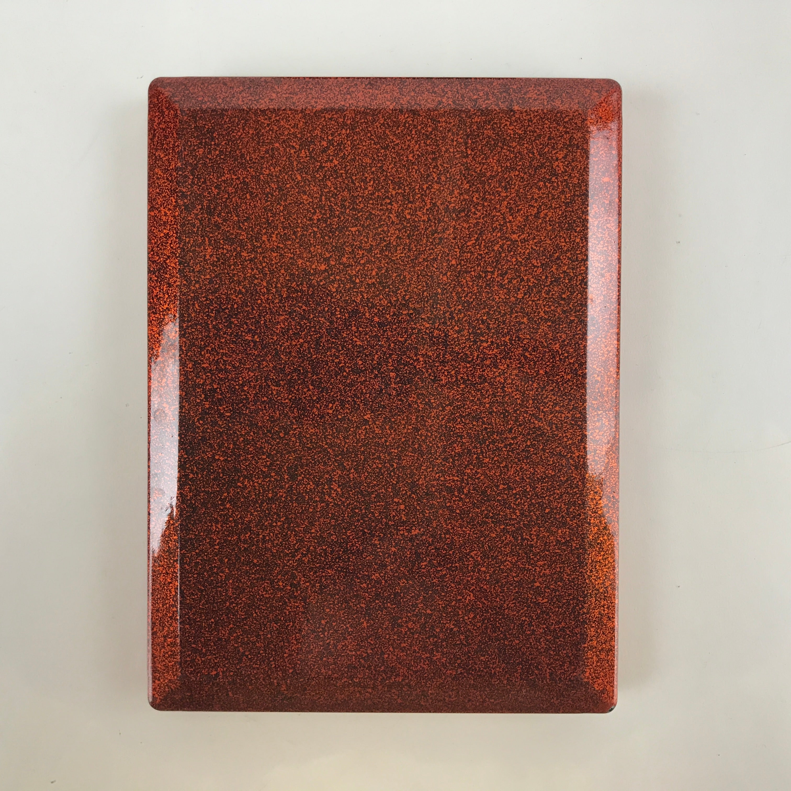 Japanese Resin Lacquer Replica Lidded Bento Lunch Box Vtg Nashiji Orange L197