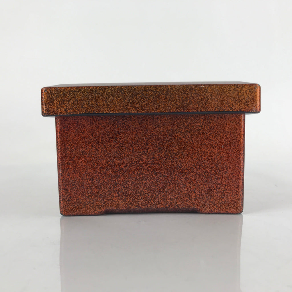 Japanese Resin Lacquer Replica Lidded Bento Lunch Box Vtg Nashiji Orange L198