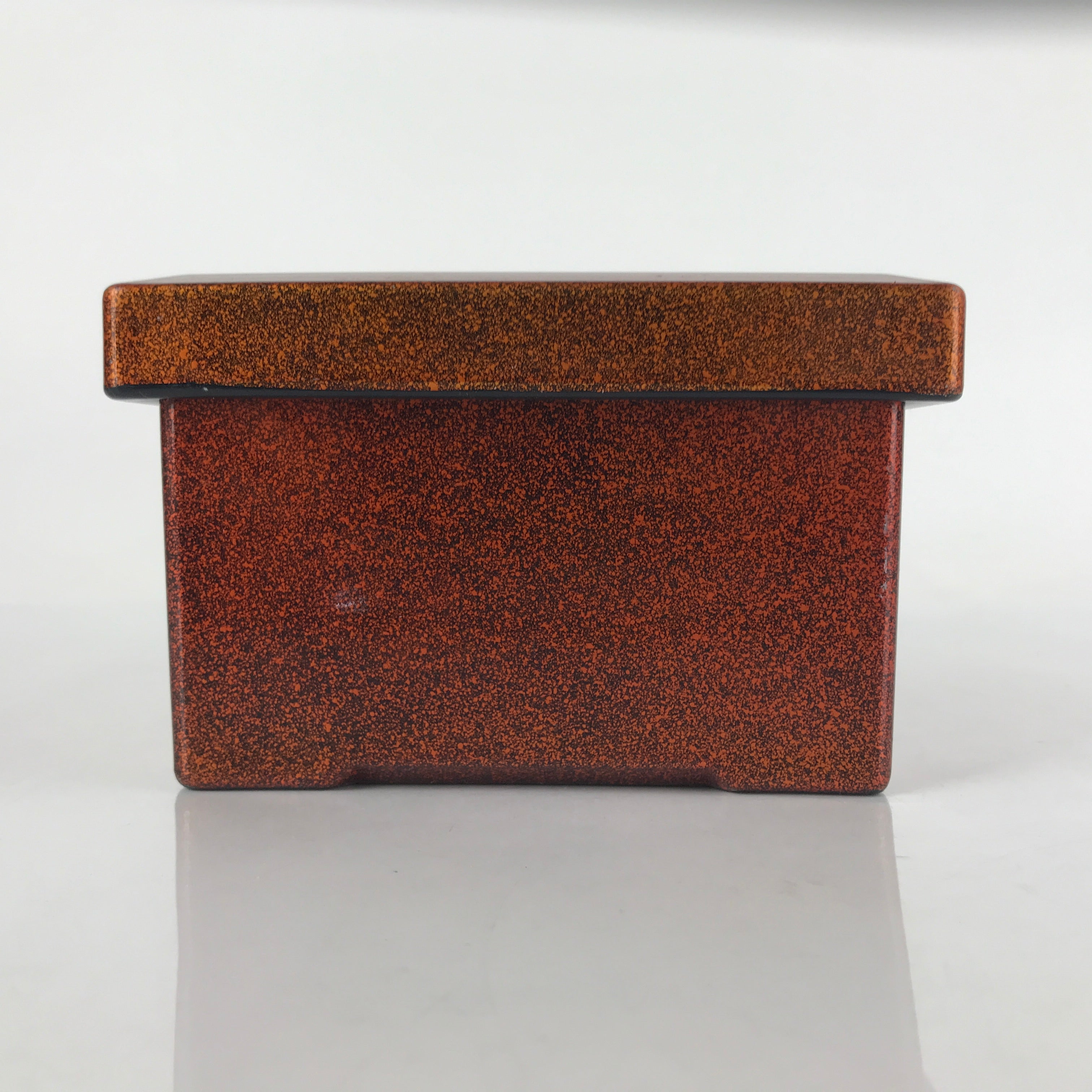 Japanese Resin Lacquer Replica Lidded Bento Lunch Box Vtg Nashiji Orange L198